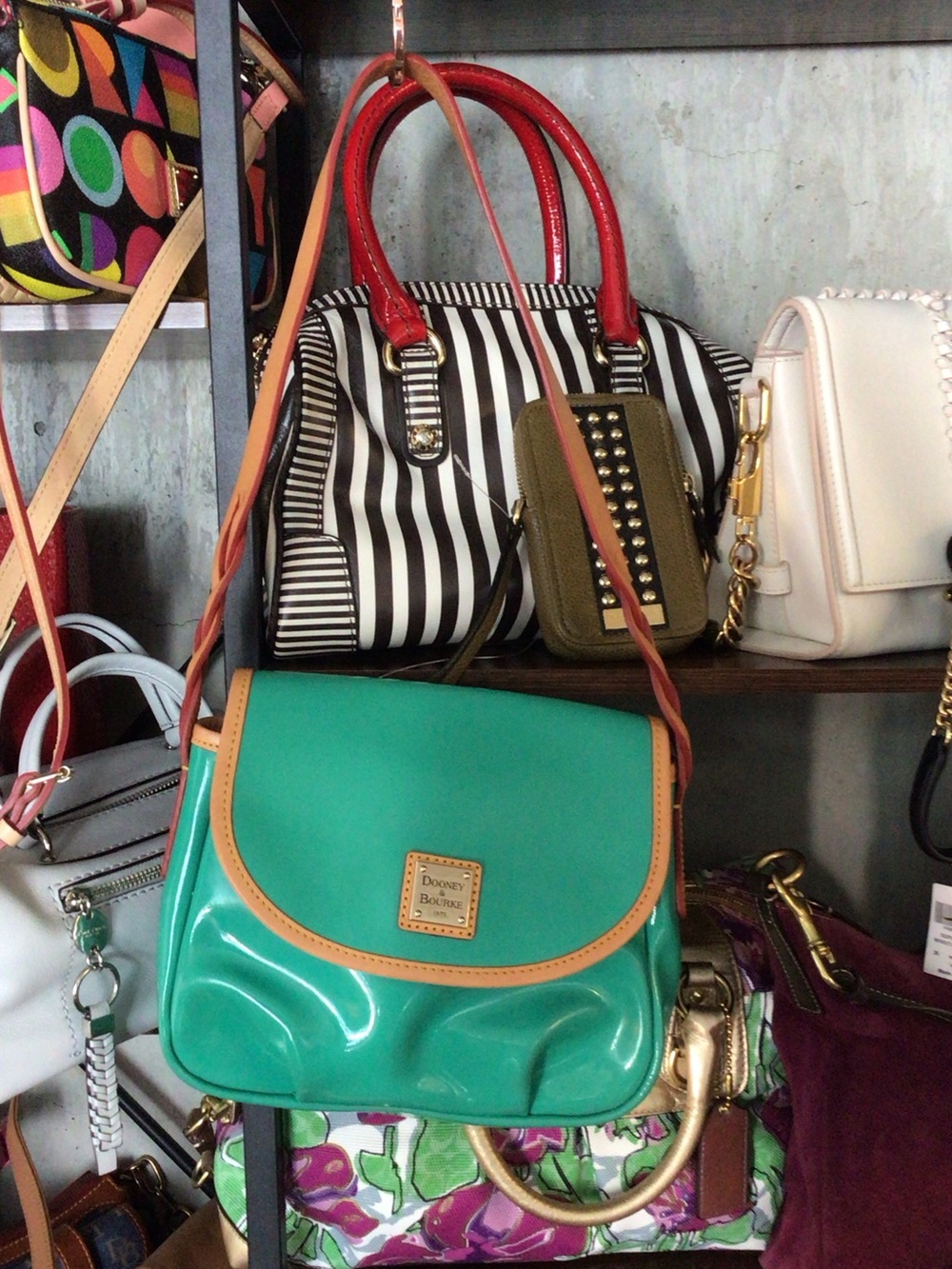 Dooney & Bourke Teal Crossbody Bag with Tan Trim